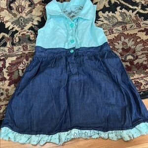 Casual Blue Sleeveless Polo Collar Sundress
